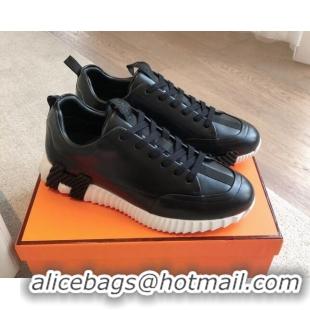 Grade Quality Hermes Jump sneakers in calfskin Black 724007