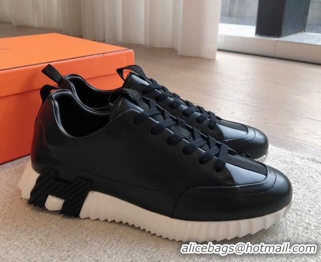 Grade Quality Hermes Jump sneakers in calfskin Black 724007