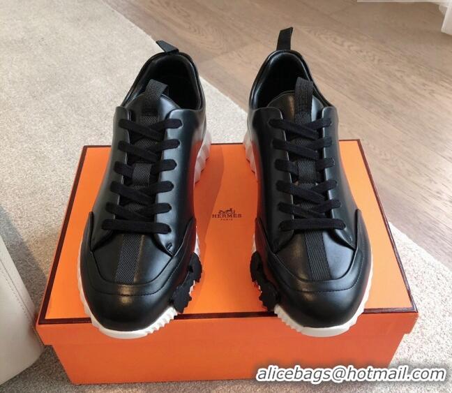 Grade Quality Hermes Jump sneakers in calfskin Black 724007