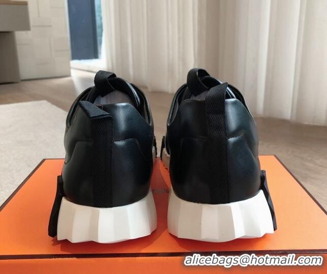 Grade Quality Hermes Jump sneakers in calfskin Black 724007