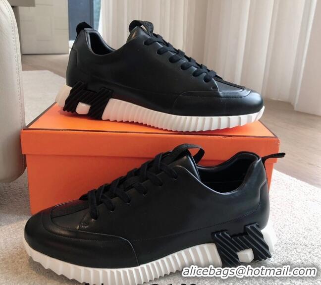 Grade Quality Hermes Jump sneakers in calfskin Black 724007