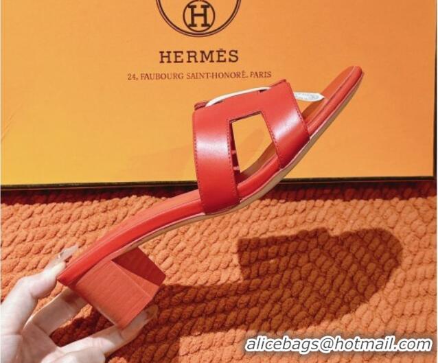 Sophisticated Hermes Oasis Heel Slides Sandal 5cm in Calfskin Red 724022