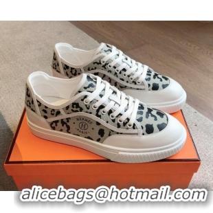 Good Looking Hermes Get Low-top Sneakers in Printed Leopard Canvas White 815001