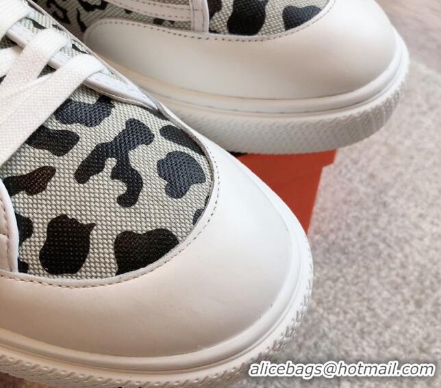 Good Looking Hermes Get Low-top Sneakers in Printed Leopard Canvas White 815001