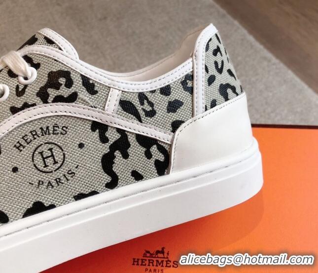 Good Looking Hermes Get Low-top Sneakers in Printed Leopard Canvas White 815001