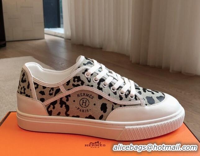 Good Looking Hermes Get Low-top Sneakers in Printed Leopard Canvas White 815001