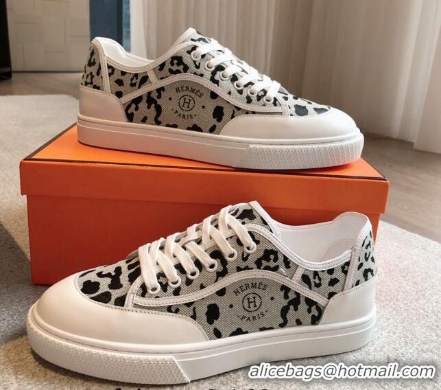 Good Looking Hermes Get Low-top Sneakers in Printed Leopard Canvas White 815001