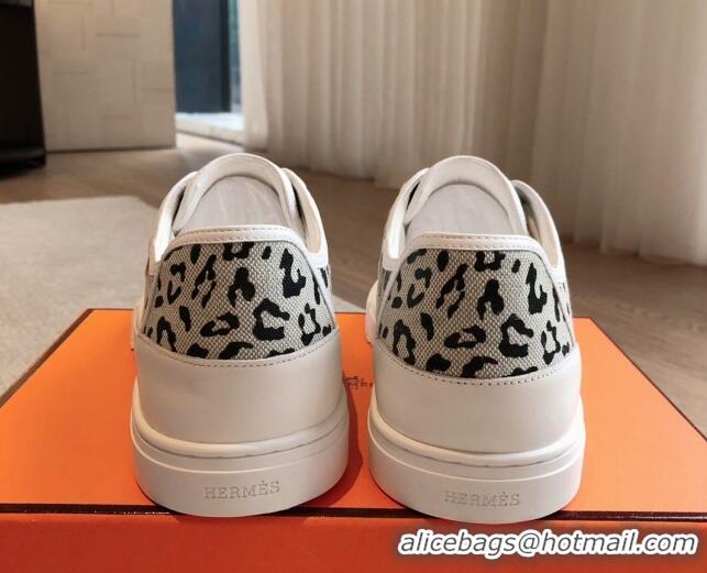 Good Looking Hermes Get Low-top Sneakers in Printed Leopard Canvas White 815001