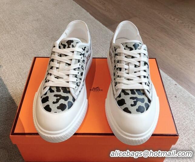 Good Looking Hermes Get Low-top Sneakers in Printed Leopard Canvas White 815001