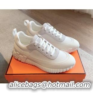 Lowest Cost Hermes Bouncing Sneakers in Contrasting Leather and Mesh White 815005