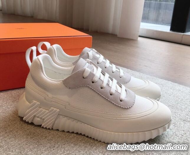 Lowest Cost Hermes Bouncing Sneakers in Contrasting Leather and Mesh White 815005