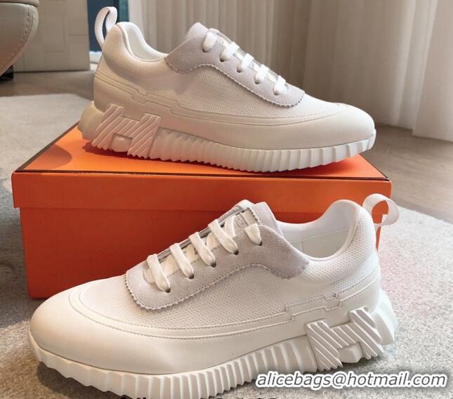 Lowest Cost Hermes Bouncing Sneakers in Contrasting Leather and Mesh White 815005