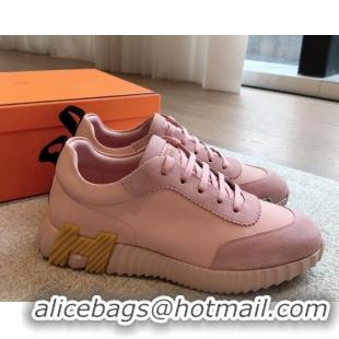 Most Popular Hermes Bouncing Sneakers in Suede and Calfskin Light Pink 815009