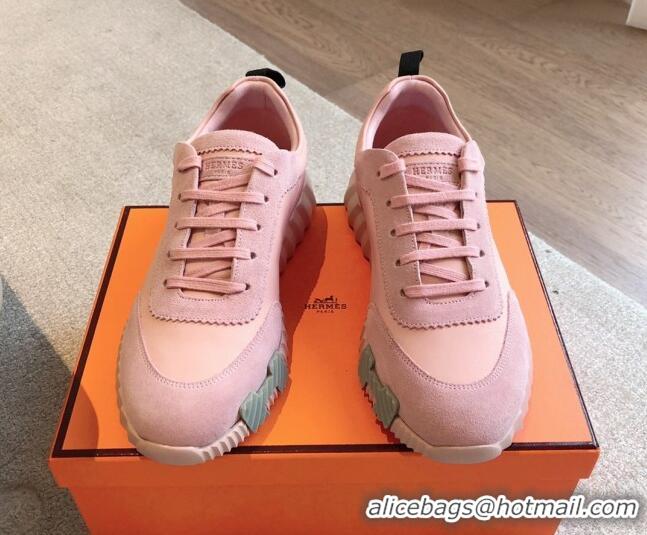 Most Popular Hermes Bouncing Sneakers in Suede and Calfskin Light Pink 815009