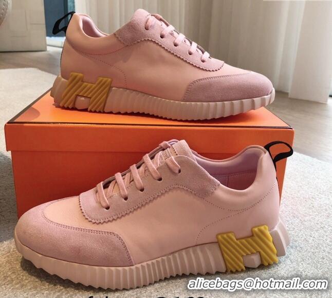 Most Popular Hermes Bouncing Sneakers in Suede and Calfskin Light Pink 815009