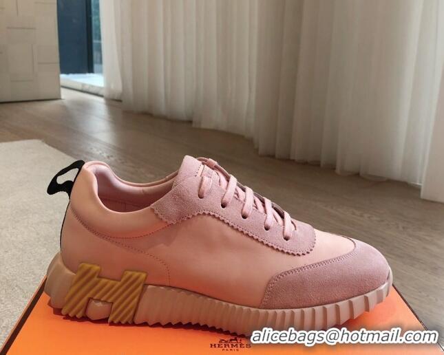 Most Popular Hermes Bouncing Sneakers in Suede and Calfskin Light Pink 815009