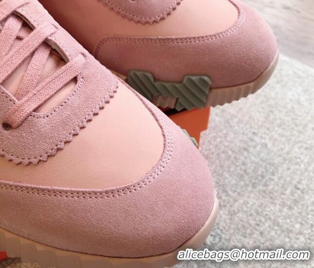 Most Popular Hermes Bouncing Sneakers in Suede and Calfskin Light Pink 815009