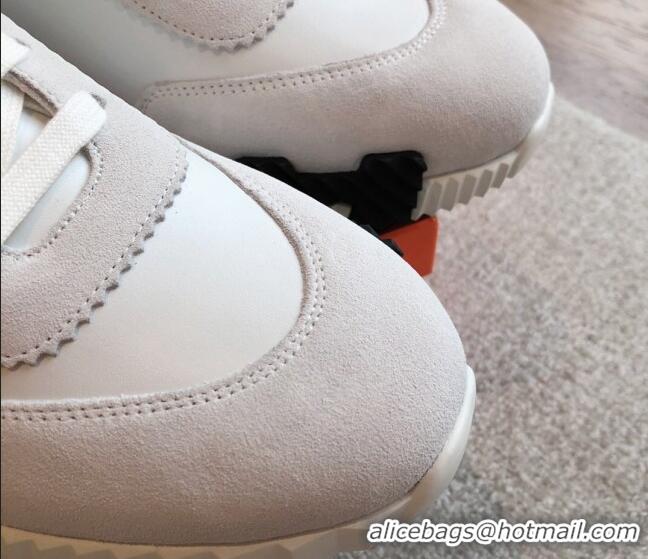 Best Price Hermes Bouncing Sneakers in Suede and Calfskin White 815013