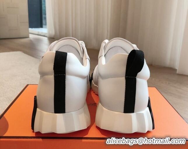 Best Price Hermes Bouncing Sneakers in Suede and Calfskin White 815013