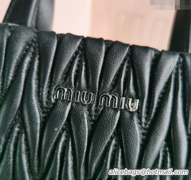 Discount Miu Miu Matelasse nappa leather mini tote bag with crystal chain 5BA220 Black 2024