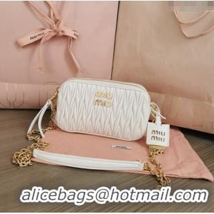 Top Grade Miu Miu Matelassé nappa leather mini-bag 5BP045 White 2024