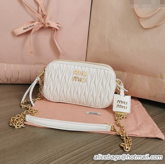 Top Grade Miu Miu Matelassé nappa leather mini-bag 5BP045 White 2024