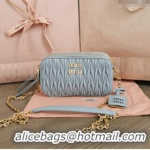 Trendy Design Miu Miu Matelasse nappa leather mini-bag 5BP045 Light Blue 2024