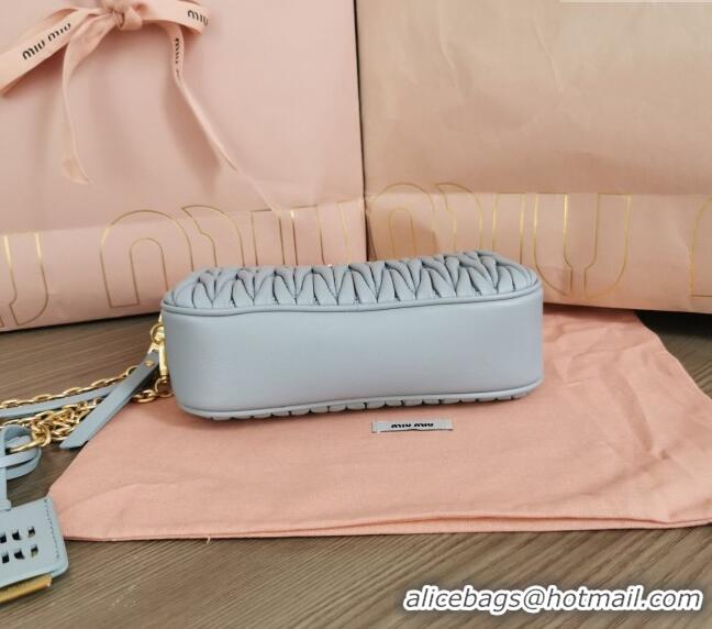 Trendy Design Miu Miu Matelasse nappa leather mini-bag 5BP045 Light Blue 2024