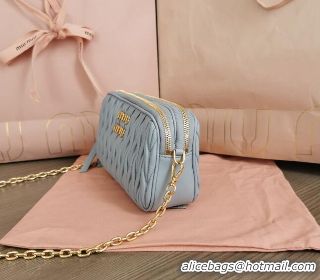 Trendy Design Miu Miu Matelasse nappa leather mini-bag 5BP045 Light Blue 2024