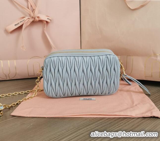 Trendy Design Miu Miu Matelasse nappa leather mini-bag 5BP045 Light Blue 2024