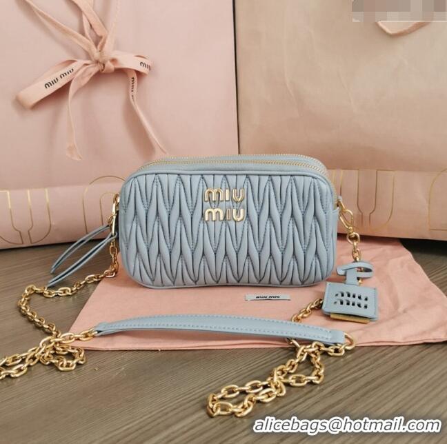 Trendy Design Miu Miu Matelasse nappa leather mini-bag 5BP045 Light Blue 2024