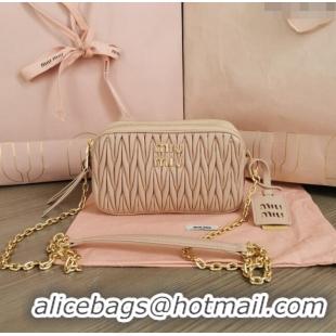 Popular Style Miu Miu Matelassé nappa leather mini-bag 5BP045 Rose Beige 2024