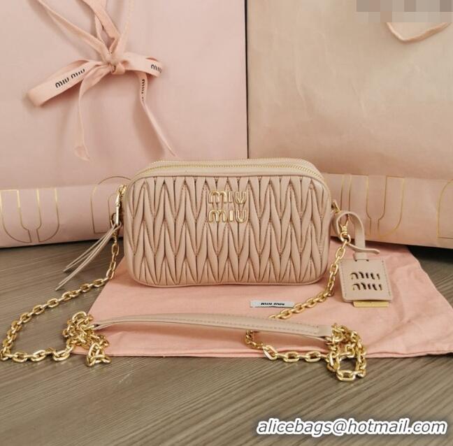 Popular Style Miu Miu Matelassé nappa leather mini-bag 5BP045 Rose Beige 2024