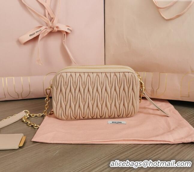 Popular Style Miu Miu Matelassé nappa leather mini-bag 5BP045 Rose Beige 2024