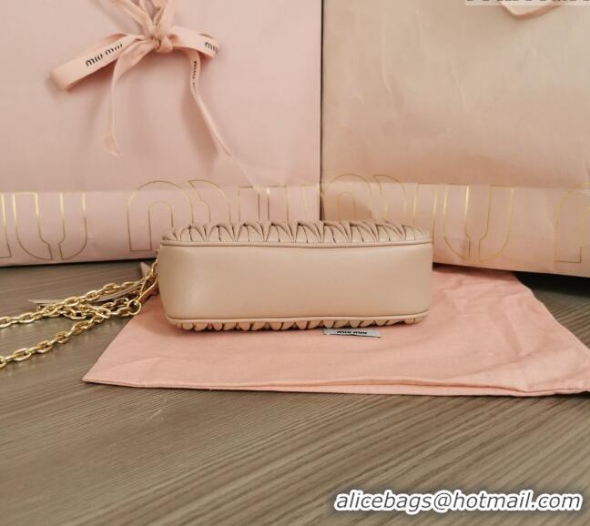 Popular Style Miu Miu Matelassé nappa leather mini-bag 5BP045 Rose Beige 2024