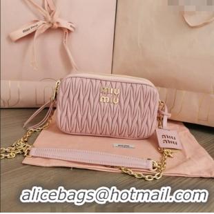 Top Quality Miu Miu Matelasse nappa leather mini-bag 5BP045 Light Pink 2024