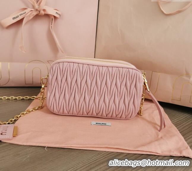 Top Quality Miu Miu Matelasse nappa leather mini-bag 5BP045 Light Pink 2024