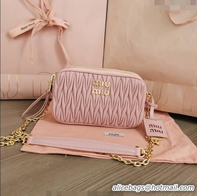 Top Quality Miu Miu Matelasse nappa leather mini-bag 5BP045 Light Pink 2024