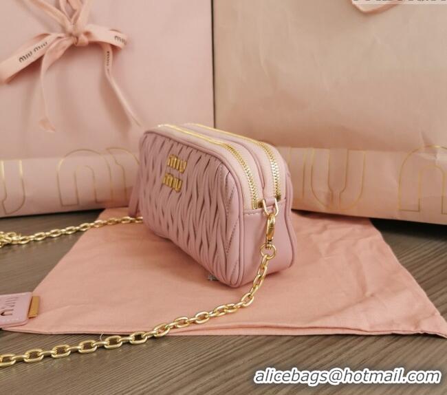 Top Quality Miu Miu Matelasse nappa leather mini-bag 5BP045 Light Pink 2024