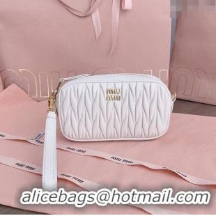 Big Discount Miu Miu Matelassé nappa leather pouch 5NE846 White 2024