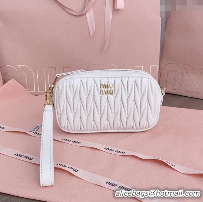 Big Discount Miu Miu Matelassé nappa leather pouch 5NE846 White 2024