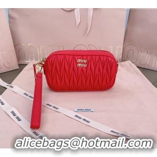 Luxury Cheap Miu Miu Matelasse nappa leather pouch 5NE846 Red 2024