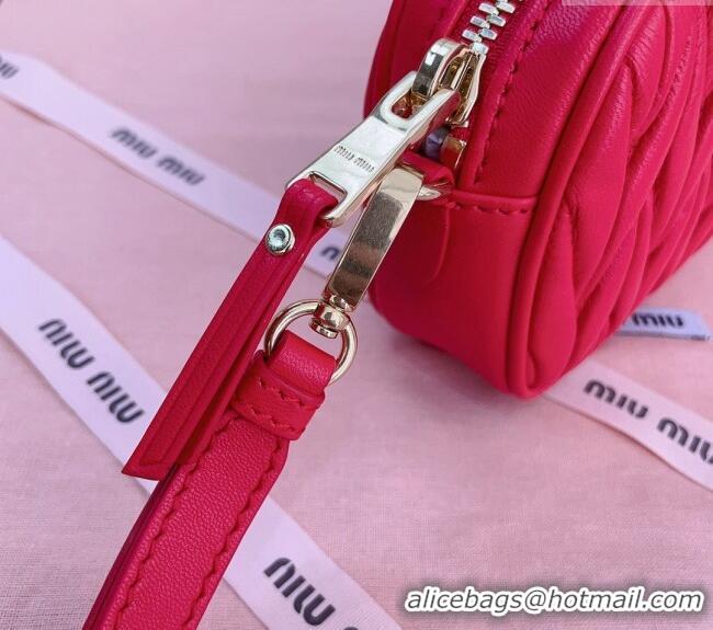 Luxury Cheap Miu Miu Matelasse nappa leather pouch 5NE846 Red 2024