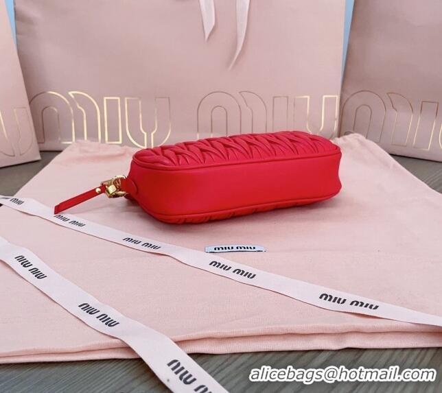 Luxury Cheap Miu Miu Matelasse nappa leather pouch 5NE846 Red 2024