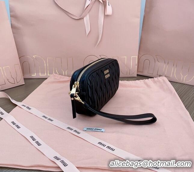 Traditional Specials Miu Miu Matelasse nappa leather pouch 5NE846 Black 2024