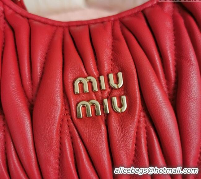 Famous Brand Miu Miu Wander Matelasse Nappa Leather Hobo Mini bag 5BP078 Red