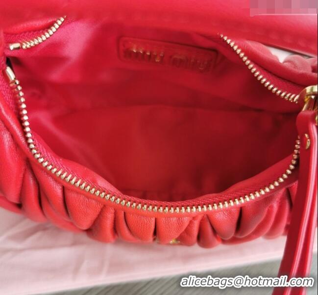 Famous Brand Miu Miu Wander Matelasse Nappa Leather Hobo Mini bag 5BP078 Red