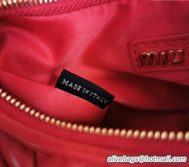 Famous Brand Miu Miu Wander Matelasse Nappa Leather Hobo Mini bag 5BP078 Red