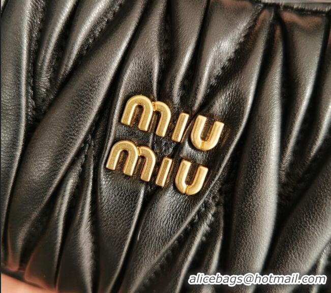 Pretty Style Miu Miu Wander Matelasse Nappa Leather Hobo Mini bag 5BP078 Black/Gold