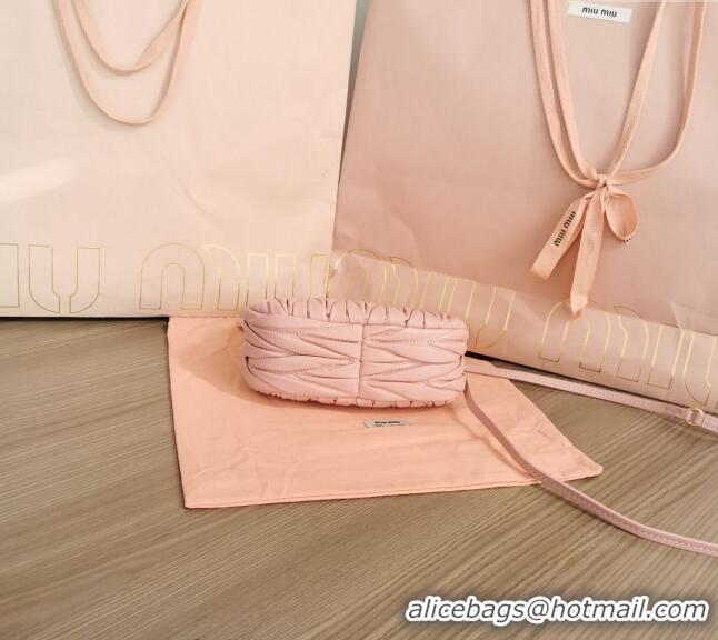 Super Quality Miu Miu Wander Matelasse Nappa Leather Hobo Mini bag 5BP078 Light Pink